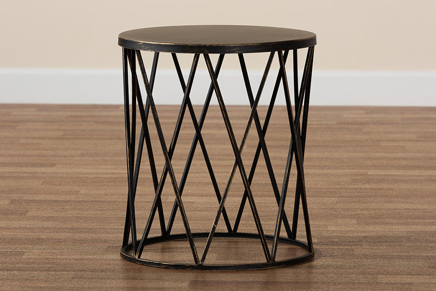 Baxton Studio Finnick Modern Industrial Antique Black finished Metal End Table