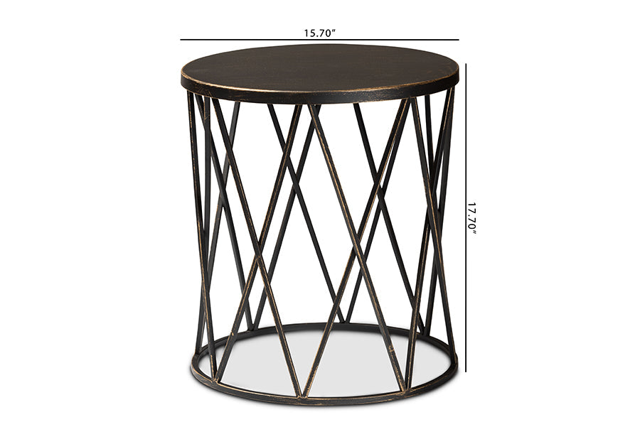 Baxton Studio Finnick Modern Industrial Antique Black finished Metal End Table