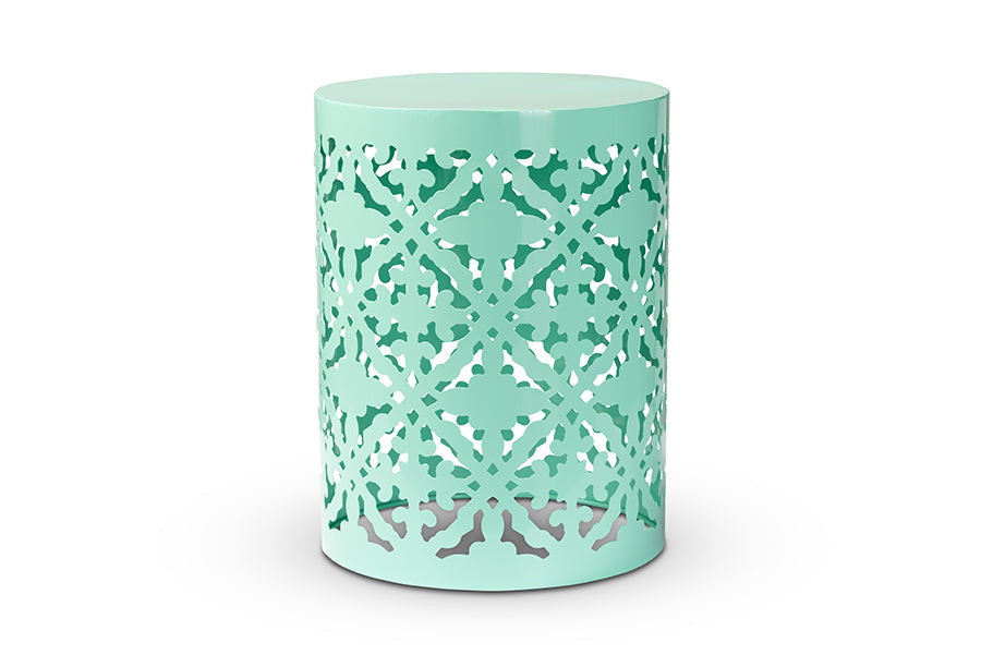 Baxton Studio Jamila Modern and Contemporary Aqua Finished metal Outdoor Side Table