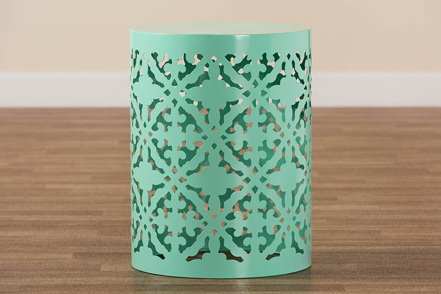 Baxton Studio Jamila Modern and Contemporary Aqua Finished metal Outdoor Side Table