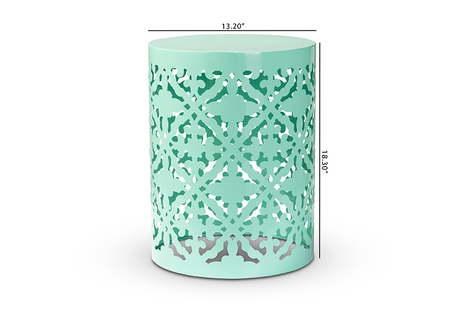 Baxton Studio Jamila Modern and Contemporary Aqua Finished metal Outdoor Side Table