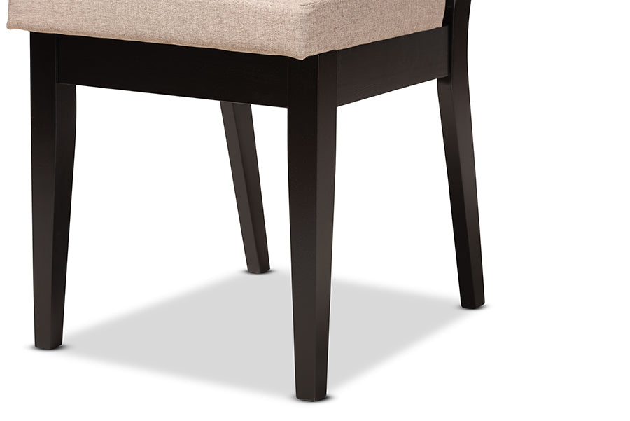 Baxton Studio Rosa Modern and Contemporary Sand Fabric Upholstered and Dark Brown Finished Wood 7-Piece Dining Set