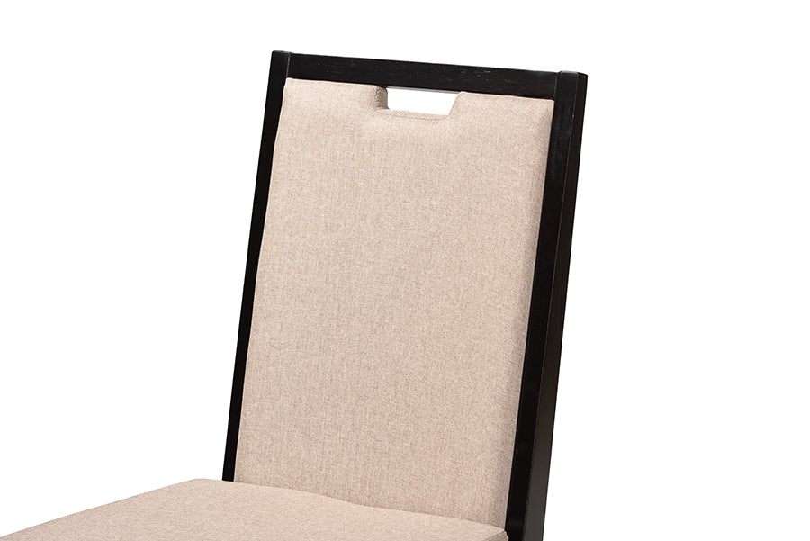 Baxton Studio Octavia Modern and Contemporary Sand Fabric Upholstered and Dark Brown Finished Wood 2-Piece Dining Chair Set