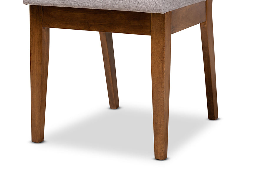 Baxton Studio Octavia Modern and Contemporary Grey Fabric Upholstered and Walnut Brown Finished Wood 2-Piece Dining Chair Set
