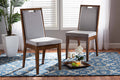 Baxton Studio Octavia Modern and Contemporary Grey Fabric Upholstered and Walnut Brown Finished Wood 2-Piece Dining Chair Set