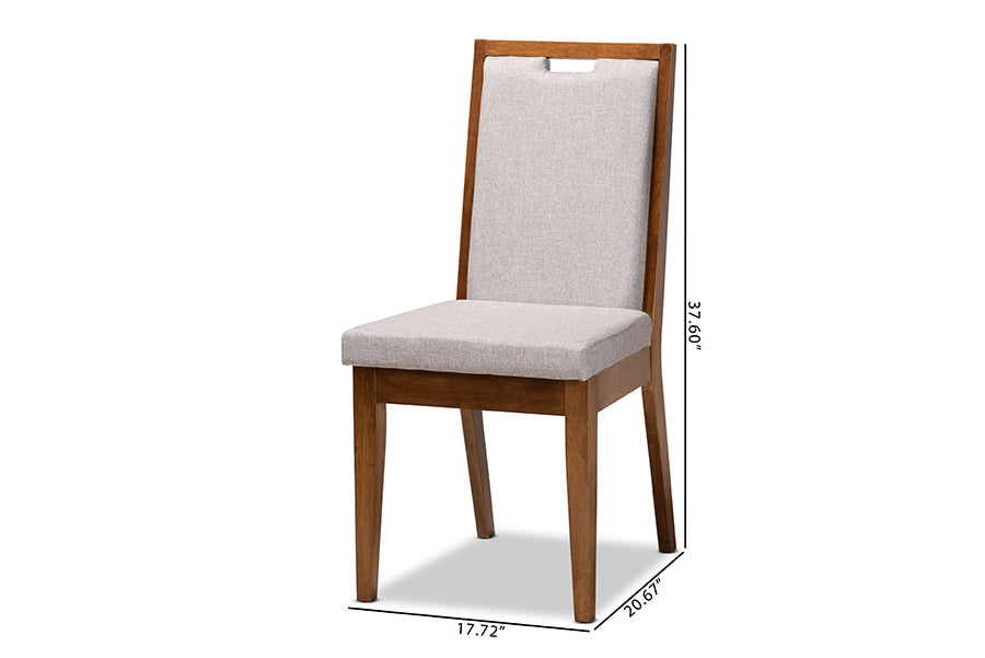 Baxton Studio Octavia Modern and Contemporary Grey Fabric Upholstered and Walnut Brown Finished Wood 2-Piece Dining Chair Set