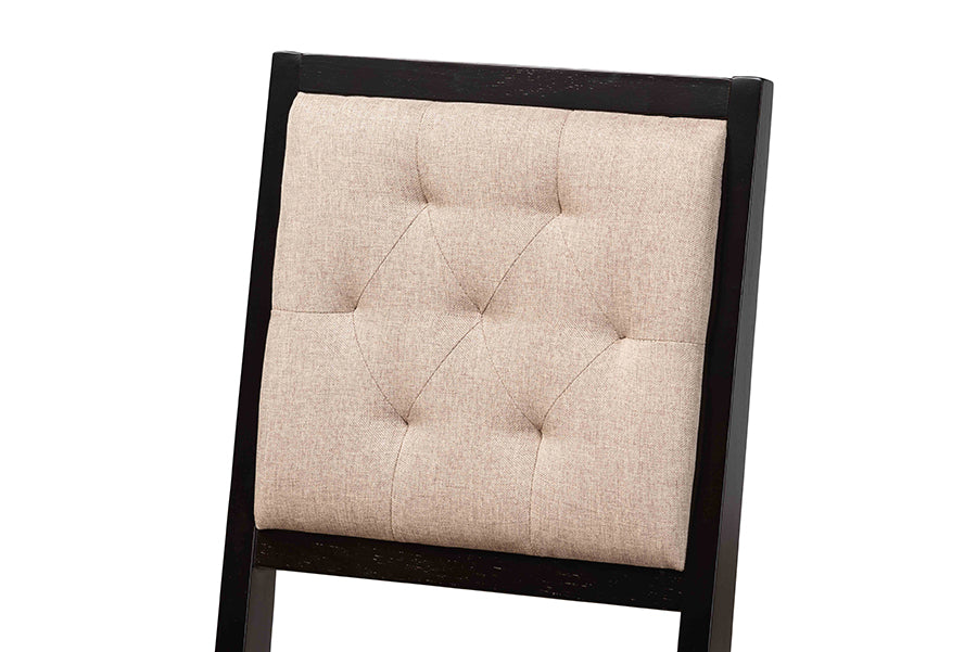 Baxton Studio Gideon Modern and Contemporary Sand Fabric Upholstered and Dark Brown Finished Wood 2-Piece Dining Chair Set