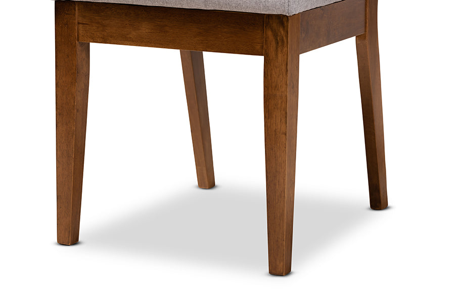 Baxton Studio Gideon Modern and Contemporary Grey Fabric Upholstered and Walnut Brown Finished Wood 2-Piece Dining Chair Set