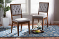 Baxton Studio Gideon Modern and Contemporary Grey Fabric Upholstered and Walnut Brown Finished Wood 2-Piece Dining Chair Set