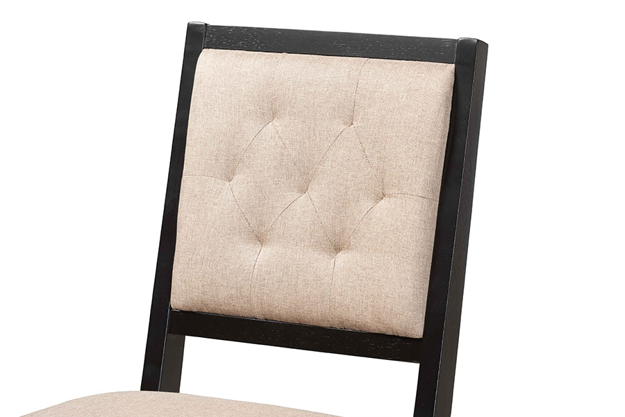 Baxton Studio Gideon Modern and Contemporary Sand Fabric Upholstered and Dark Brown Finished Wood 2-Piece Counter Stool Set