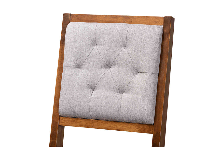 Baxton Studio Gideon Modern and Contemporary Grey Fabric Upholstered and Walnut Brown Finished Wood 2-Piece Counter Stool Set