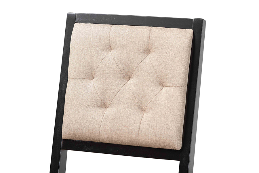 Baxton Studio Gideon Modern and Contemporary Sand Fabric Upholstered and Dark Brown Finished Wood 2-Piece Bar Stool Set