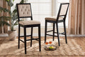 Baxton Studio Gideon Modern and Contemporary Sand Fabric Upholstered and Dark Brown Finished Wood 2-Piece Bar Stool Set
