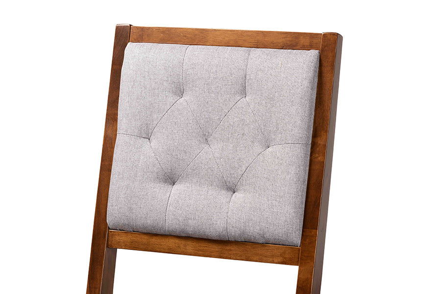 Baxton Studio Gideon Modern and Contemporary Grey Fabric Upholstered and Walnut Brown Finished Wood 2-Piece Bar Stool Set