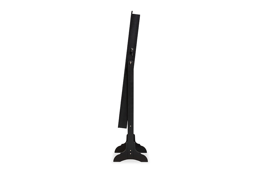 Baxton Studio Madigan Modern and Contemporary Black Finished Wood Jewelry Armoire with Mirror