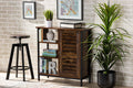 Baxton Studio Wayland Modern and Contemporary Rustic Brown Finished Wood and Black Metal 1-Door Shoe Storage Cabinet