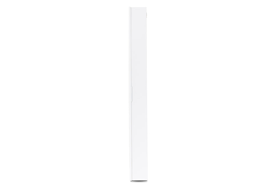 Baxton Studio Pontus Modern and Contemporary White Finished Wood Wall-Mountable Jewelry Armoire with Mirror