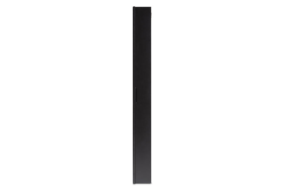 Baxton Studio Pontus Modern and Contemporary Black Finished Wood Wall-Mountable Jewelry Armoire with Mirror