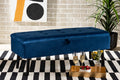 Baxton Studio Caine Modern and Contemporary Navy Blue Velvet Fabric Upholstered and Dark Brown Finished Wood Storage Bench