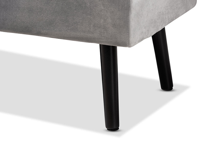 Baxton Studio Caine Modern and Contemporary Grey Velvet Fabric Upholstered and Dark Brown Finished Wood Storage Bench