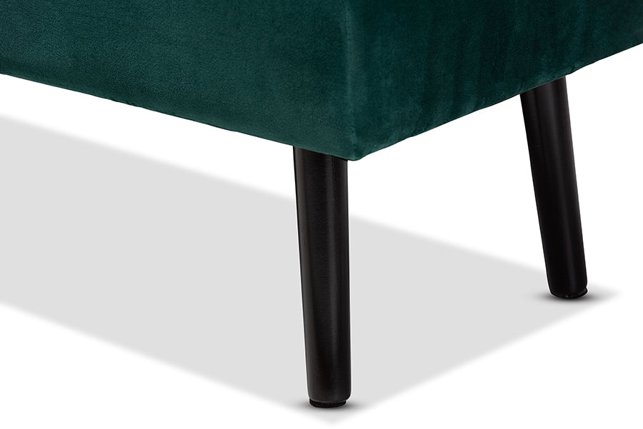Baxton Studio Caine Modern and Contemporary Green Velvet Fabric Upholstered and Dark Brown Finished Wood Storage Bench