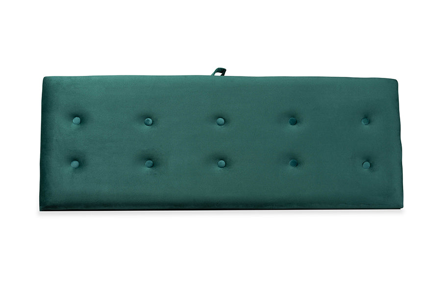 Baxton Studio Caine Modern and Contemporary Green Velvet Fabric Upholstered and Dark Brown Finished Wood Storage Bench