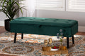 Baxton Studio Caine Modern and Contemporary Green Velvet Fabric Upholstered and Dark Brown Finished Wood Storage Bench