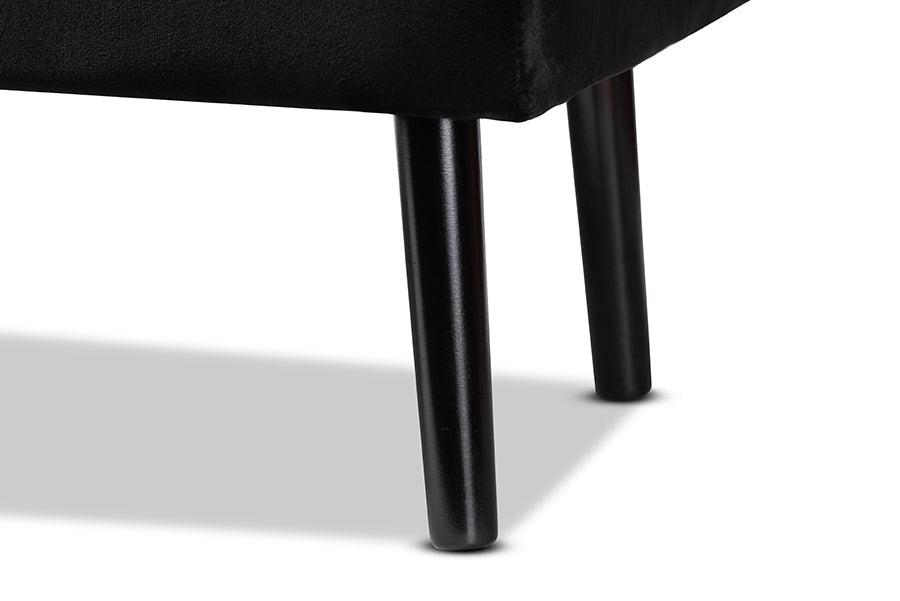 Baxton Studio Caine Modern and Contemporary Black Velvet Fabric Upholstered and Dark Brown Finished Wood Storage Bench