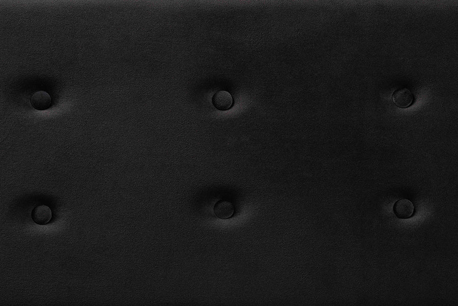 Baxton Studio Caine Modern and Contemporary Black Velvet Fabric Upholstered and Dark Brown Finished Wood Storage Bench