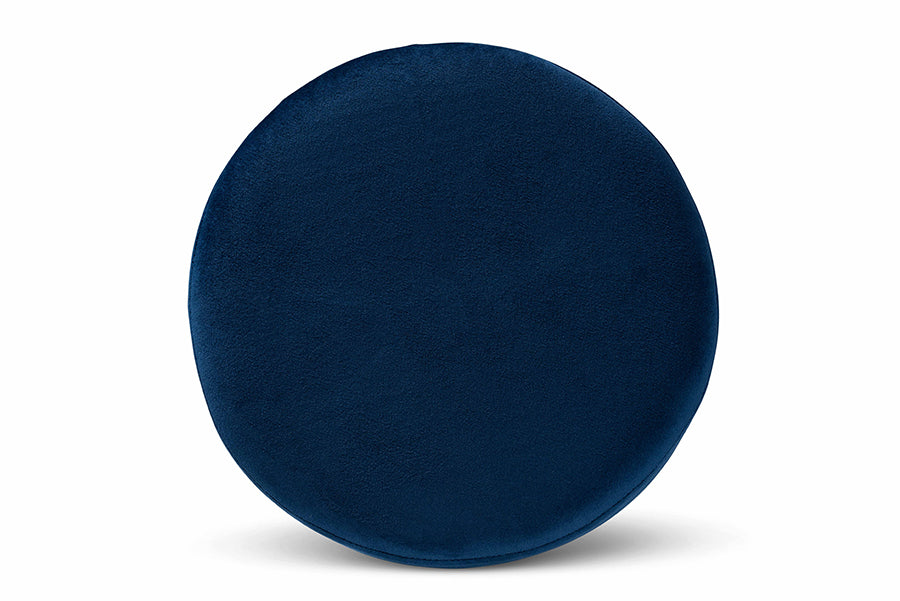 Baxton Studio Chaela Contemporary Glam and Luxe Navy Blue Velvet Fabric Upholstered and Gold Finished Metal Ottoman