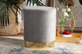 Baxton Studio Chaela Contemporary Glam and Luxe Grey Velvet Fabric Upholstered and Gold Finished Metal Ottoman