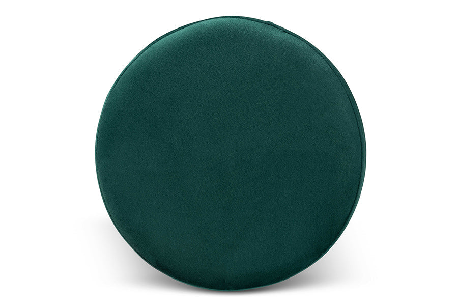 Baxton Studio Chaela Contemporary Glam and Luxe Green Velvet Fabric Upholstered and Gold Finished Metal Ottoman