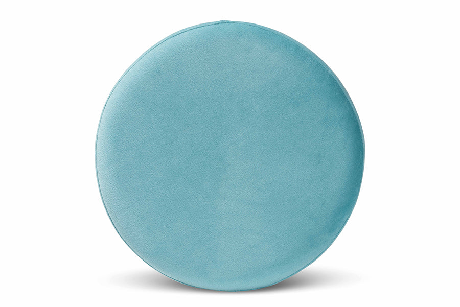 Baxton Studio Chaela Contemporary Glam and Luxe Sky Blue Velvet Fabric Upholstered and Gold Finished Metal Ottoman
