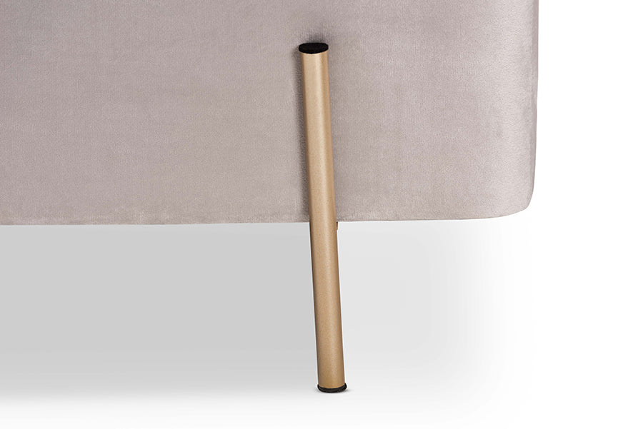 Baxton Studio Rockwell Contemporary Glam and Luxe Grey Velvet Fabric Upholstered and Gold Finished Metal Storage Bench
