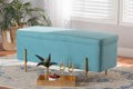 Baxton Studio Rockwell Contemporary Glam and Luxe Sky Blue Velvet Fabric Upholstered and Gold Finished Metal Storage Bench