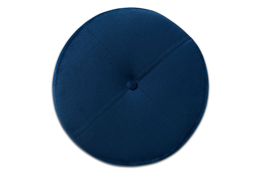 Baxton Studio Malina Contemporary Glam and Luxe Navy Blue Velvet Fabric Upholstered and Gold Finished Metal Storage Ottoman