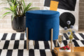 Baxton Studio Malina Contemporary Glam and Luxe Navy Blue Velvet Fabric Upholstered and Gold Finished Metal Storage Ottoman
