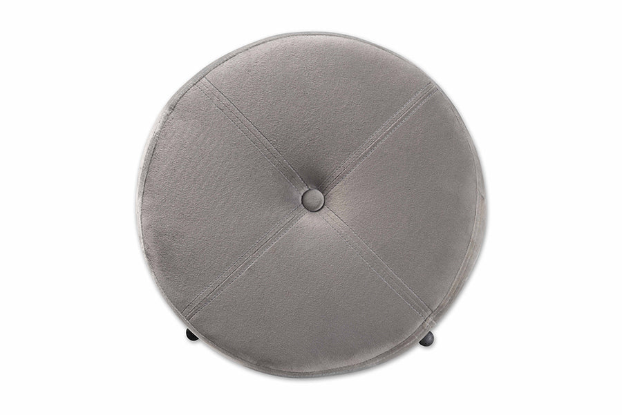 Baxton Studio Malina Contemporary Glam and Luxe Grey Velvet Fabric Upholstered and Gold Finished Metal Storage Ottoman