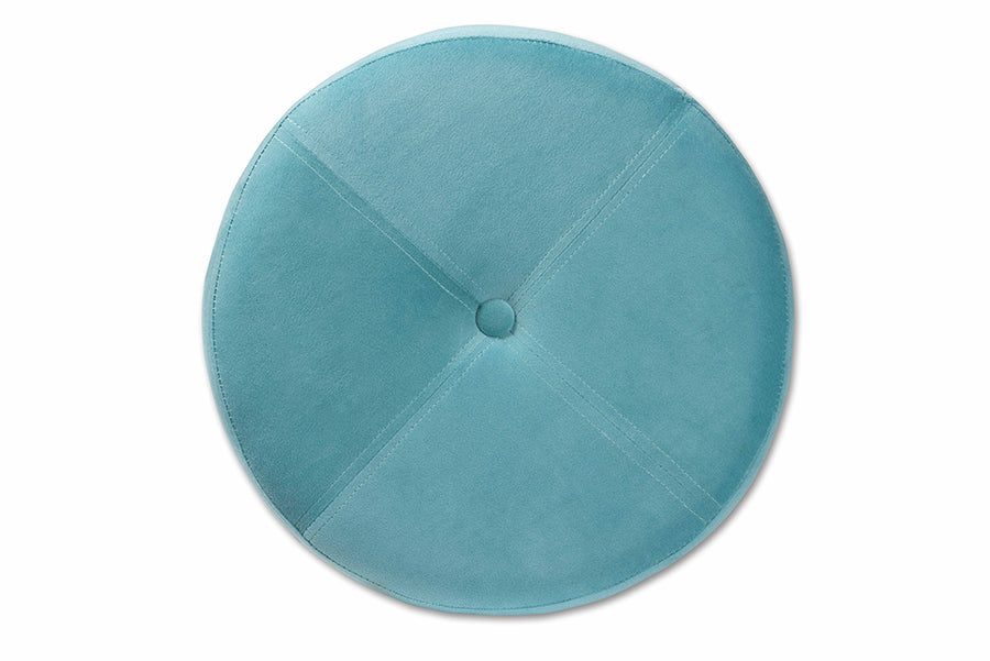Baxton Studio Malina Contemporary Glam and Luxe Sky Blue Velvet Fabric Upholstered and Gold Finished Metal Storage Ottoman