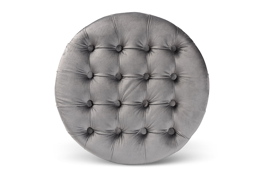 Baxton Studio Livana Contemporary Glam and Luxe Grey Velvet Fabric Upholstered Storage Ottoman
