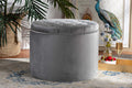 Baxton Studio Livana Contemporary Glam and Luxe Grey Velvet Fabric Upholstered Storage Ottoman