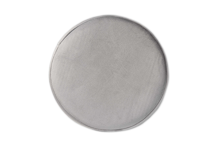 Baxton Studio Thurman Contemporary Glam and Luxe Grey Velvet Fabric Upholstered and Gold Finished Metal Ottoman
