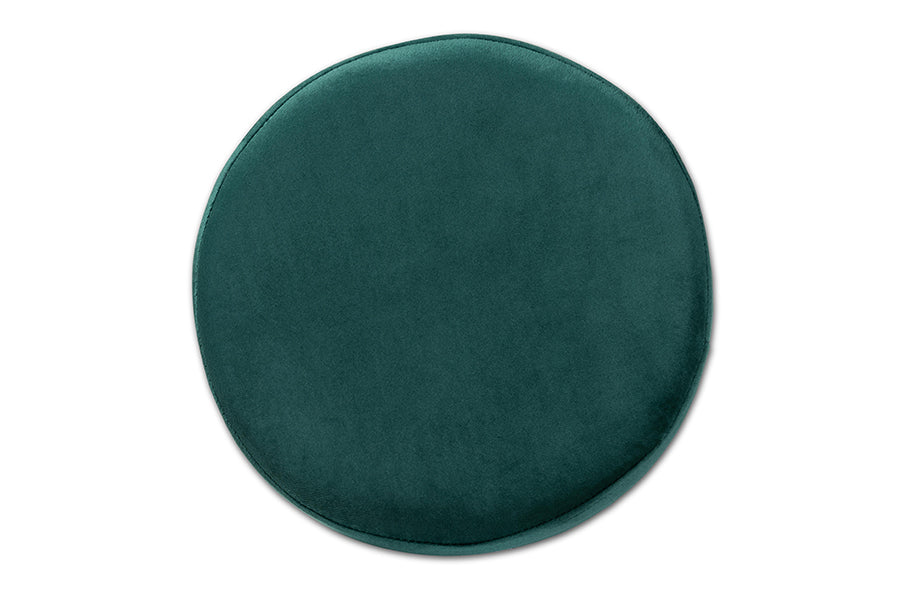 Baxton Studio Thurman Contemporary Glam and Luxe Green Velvet Fabric Upholstered and Gold Finished Metal Ottoman