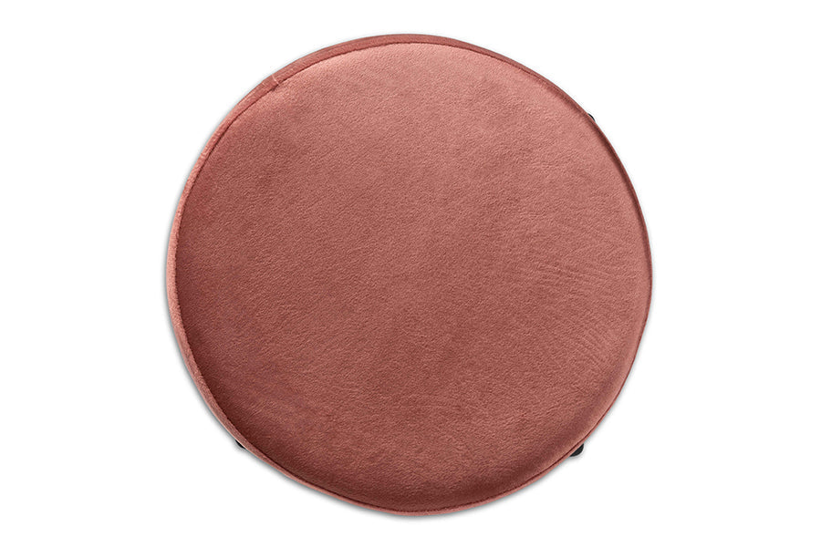 Baxton Studio Thurman Contemporary Glam and Luxe Pink Velvet Fabric Upholstered and Gold Finished Metal Ottoman