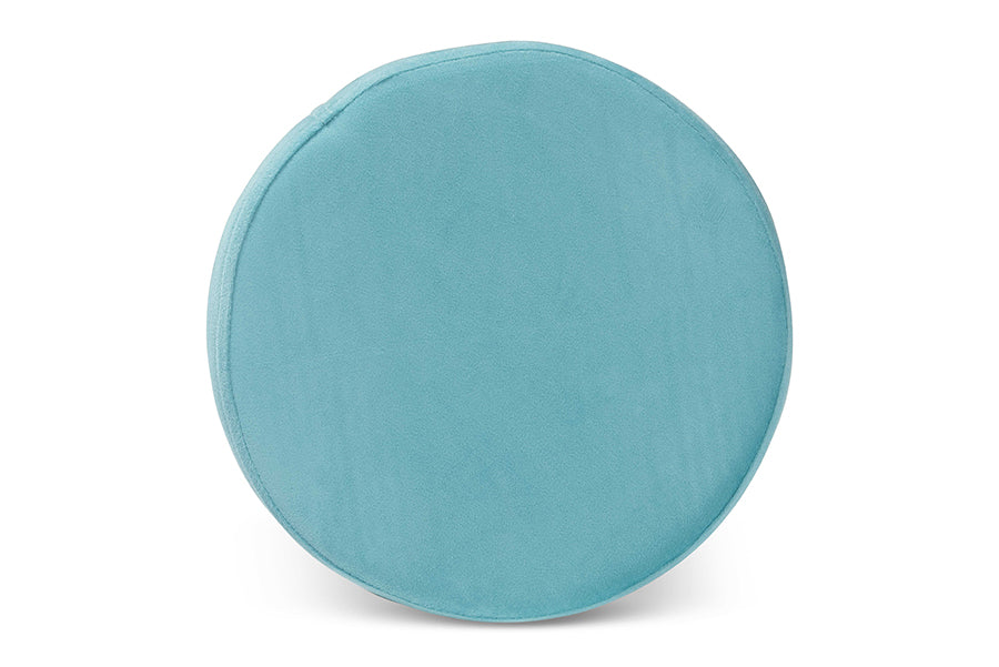 Baxton Studio Thurman Contemporary Glam and Luxe Sky Blue Velvet Fabric Upholstered and Gold Finished Metal Ottoman