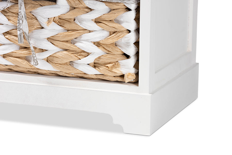 Baxton Studio Rianne Modern Transitional White Finished Wood 2-Basket Storage Unit