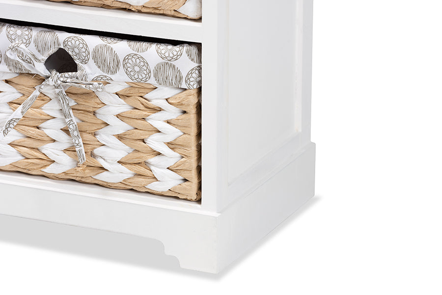 Baxton Studio Rianne Modern Transitional White Finished Wood 3-Basket Storage Unit