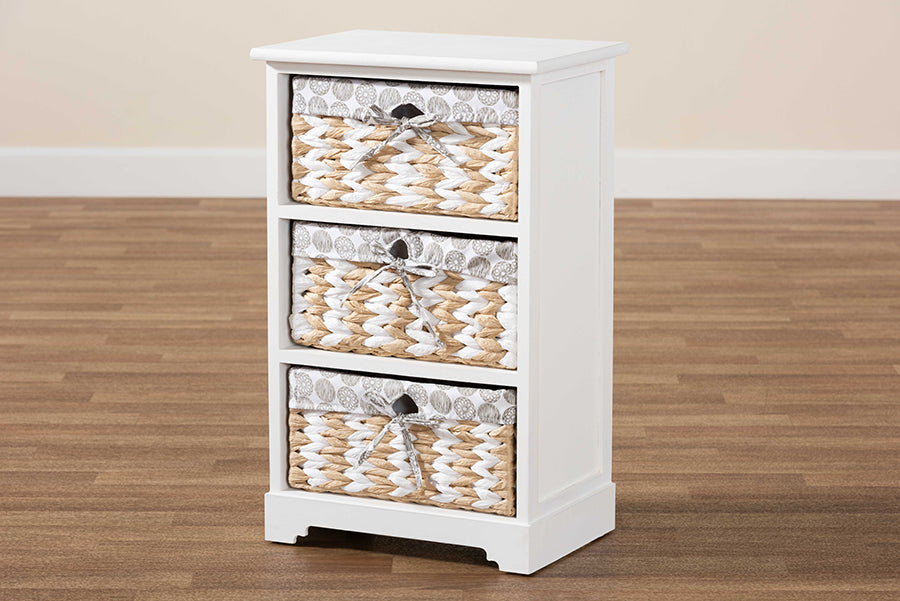 Baxton Studio Rianne Modern Transitional White Finished Wood 3-Basket Storage Unit