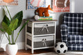 Baxton Studio Terena Modern Transitional Two-Tone Walnut Brown and White Finished Wood 2-Basket Storage Unit