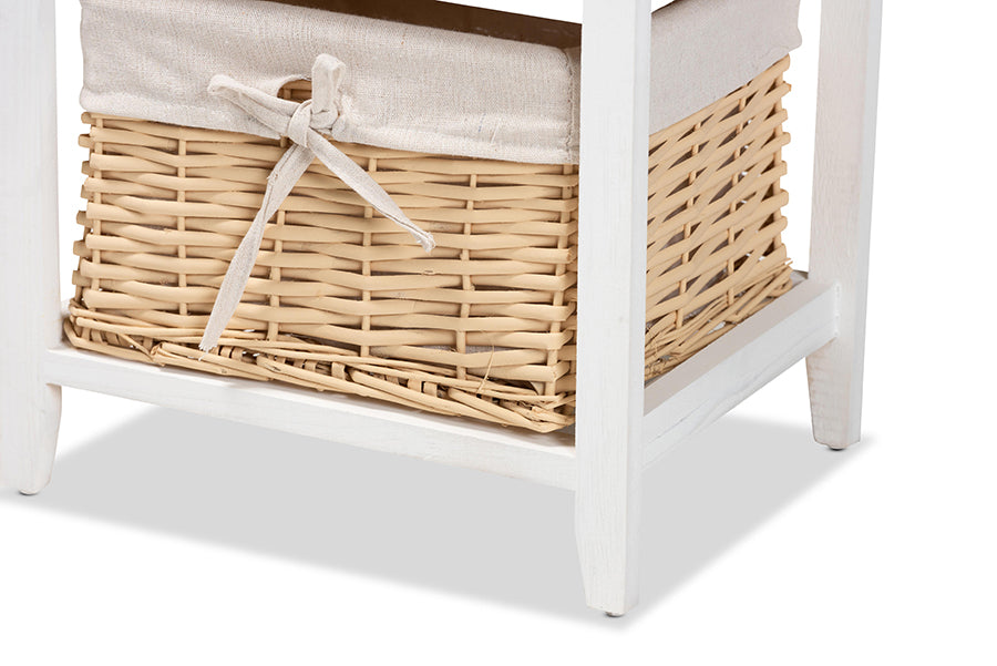 Baxton Studio Adonis Mid-Century Modern Transitional Multi-Colored Wood 3-Drawer Storage Unit with Basket